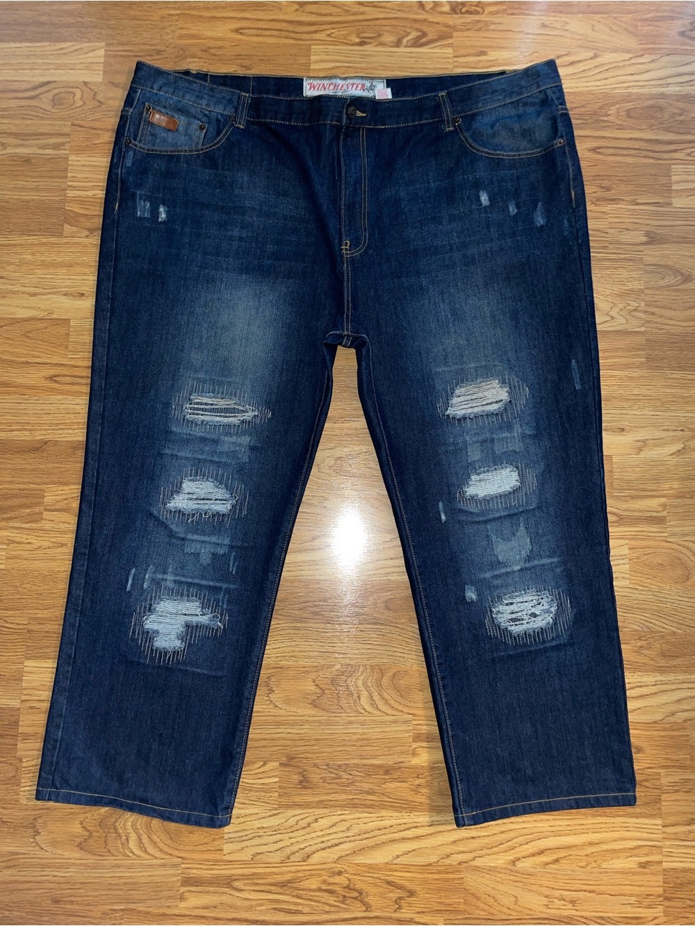 Winchester American Legend Denim Straight Jeans Mens Size 52x29 Distressed Holes